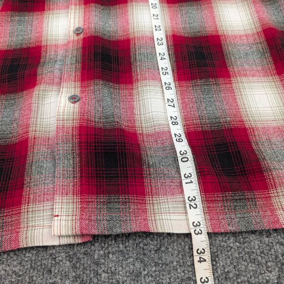 CALTOP Shirt Men's‎ 3XL Red Plaid Flannel Open Pocket Long Sleeve Ombre USA - Picture 14 of 14
